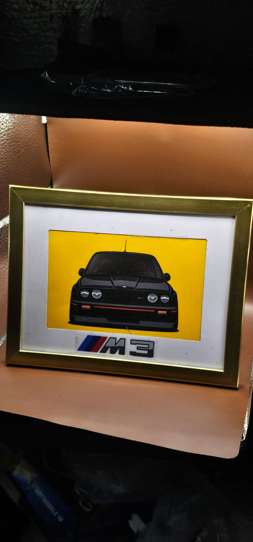 Black E30 M3 Sticker – Clean Front with Red Stripe